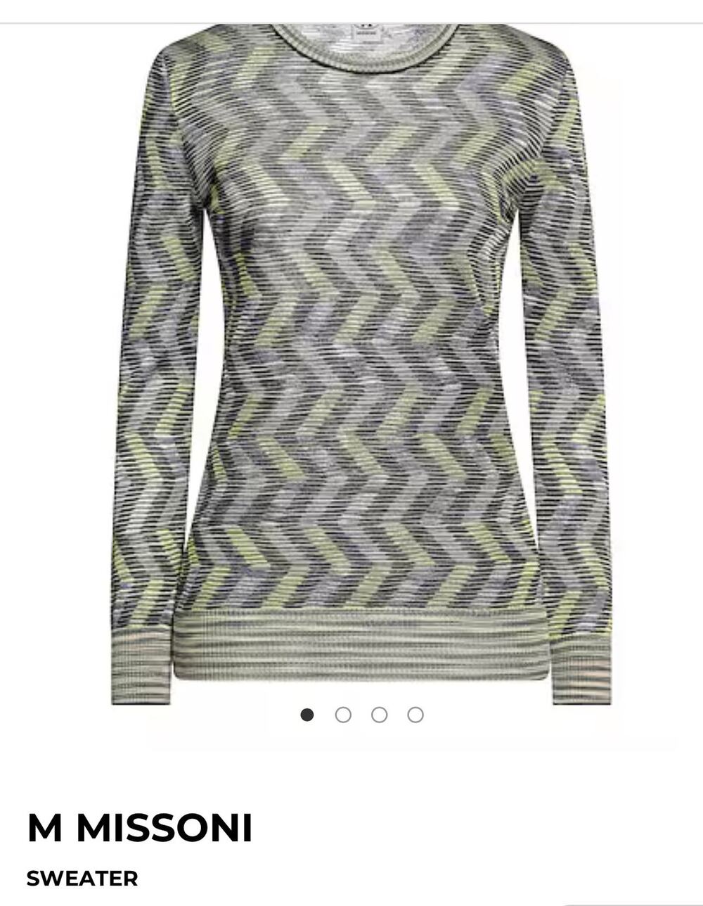 NWT. Iconic M Missoni Chevron Crew Neck Sweater